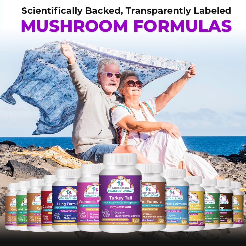 Organic Turkey Tail Mushroom Supplement 1500mg - High Potency Beta-Glucans for Gut Health & Immune Support - 120 Capsules