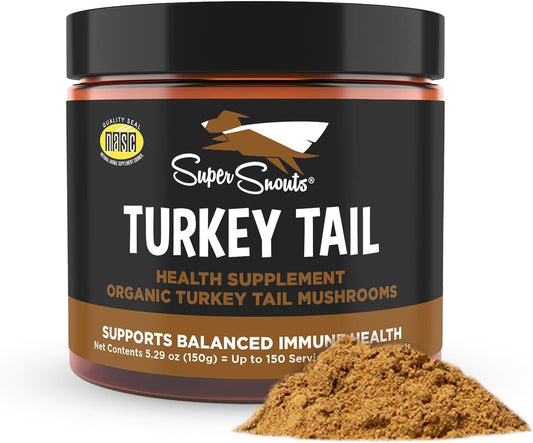 Organic Turkey Tail Mushroom Supplement Powder for Dogs & Cats - USA Made Antioxidant & Immune Support (5.29 oz)