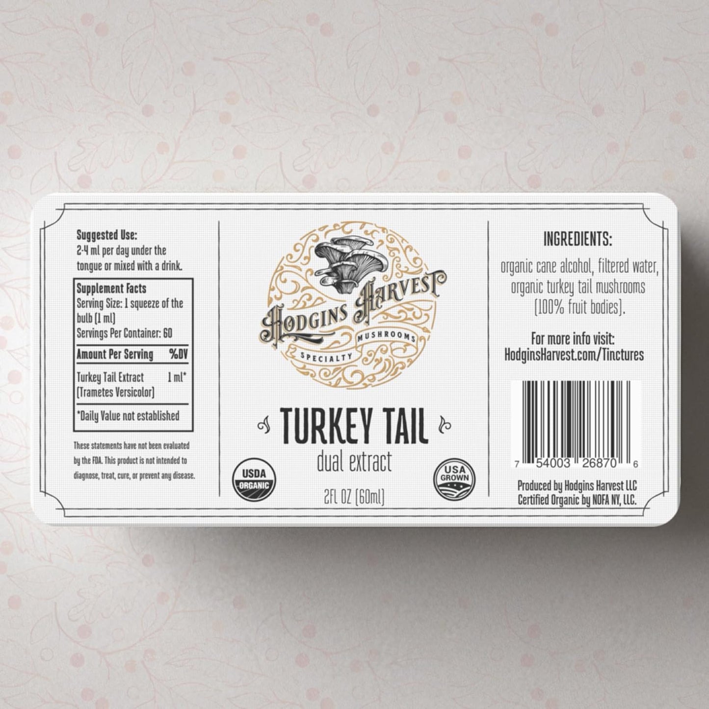 Organic Turkey Tail Mushroom Tincture | Grown on USA Farm | Dual Extract | Extra-Concentrated (2 fl oz)
