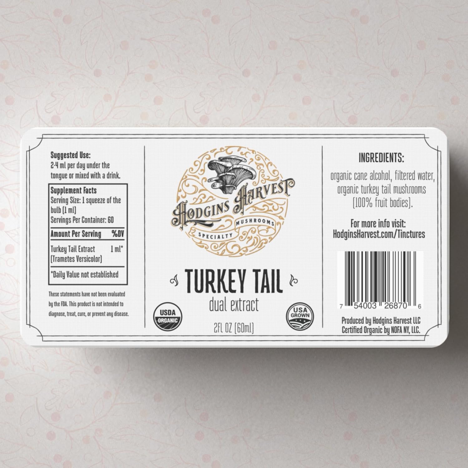 Organic Turkey Tail Mushroom Tincture | Grown on USA Farm | Dual Extract | Extra-Concentrated (2 fl oz)