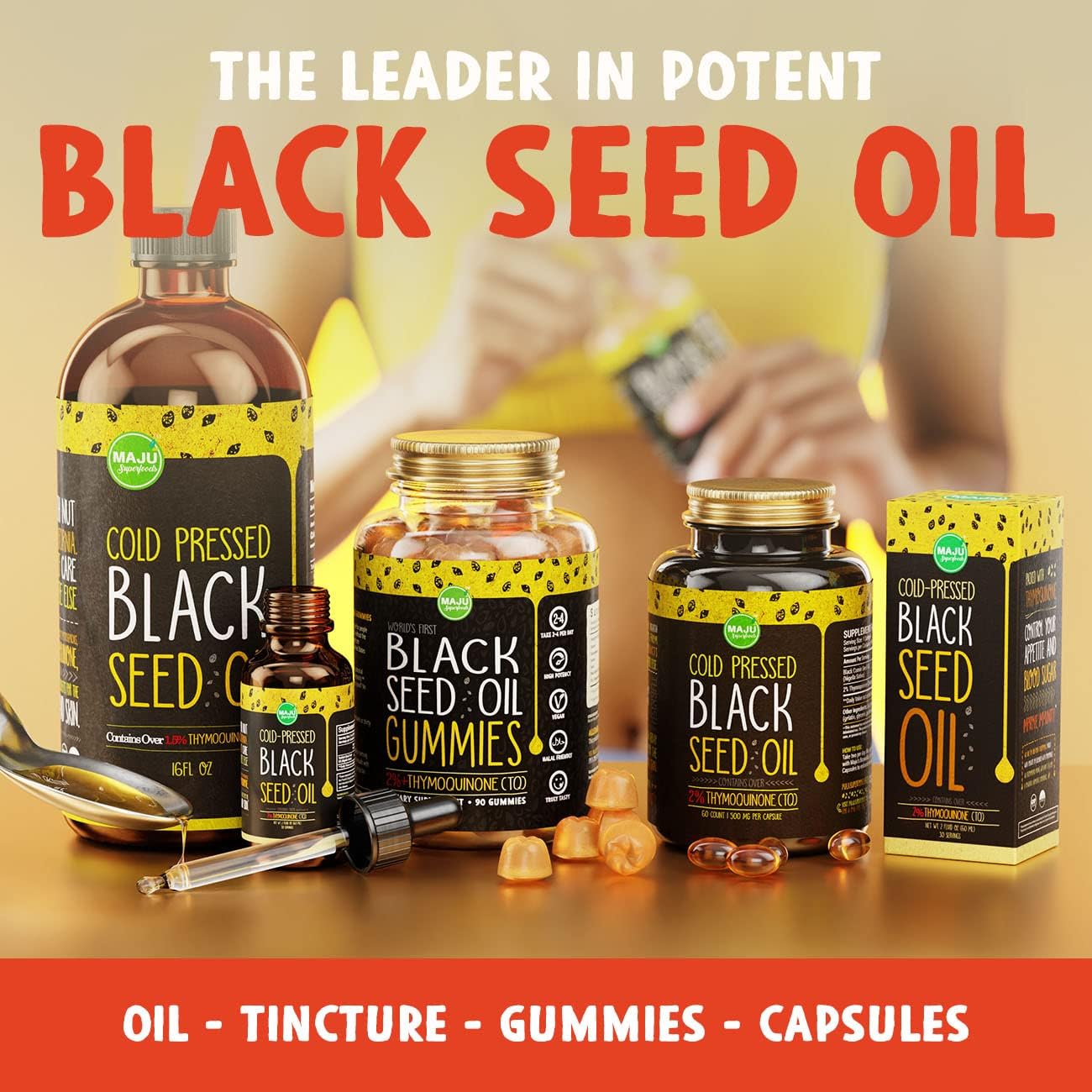 Organic Turkish Black Seed Oil Capsules with 2% Thymoquinone - Cold Pressed Liquid Black Cumin Nigella Sativa Seed Oil - 120 Count, 500mg per Capsule