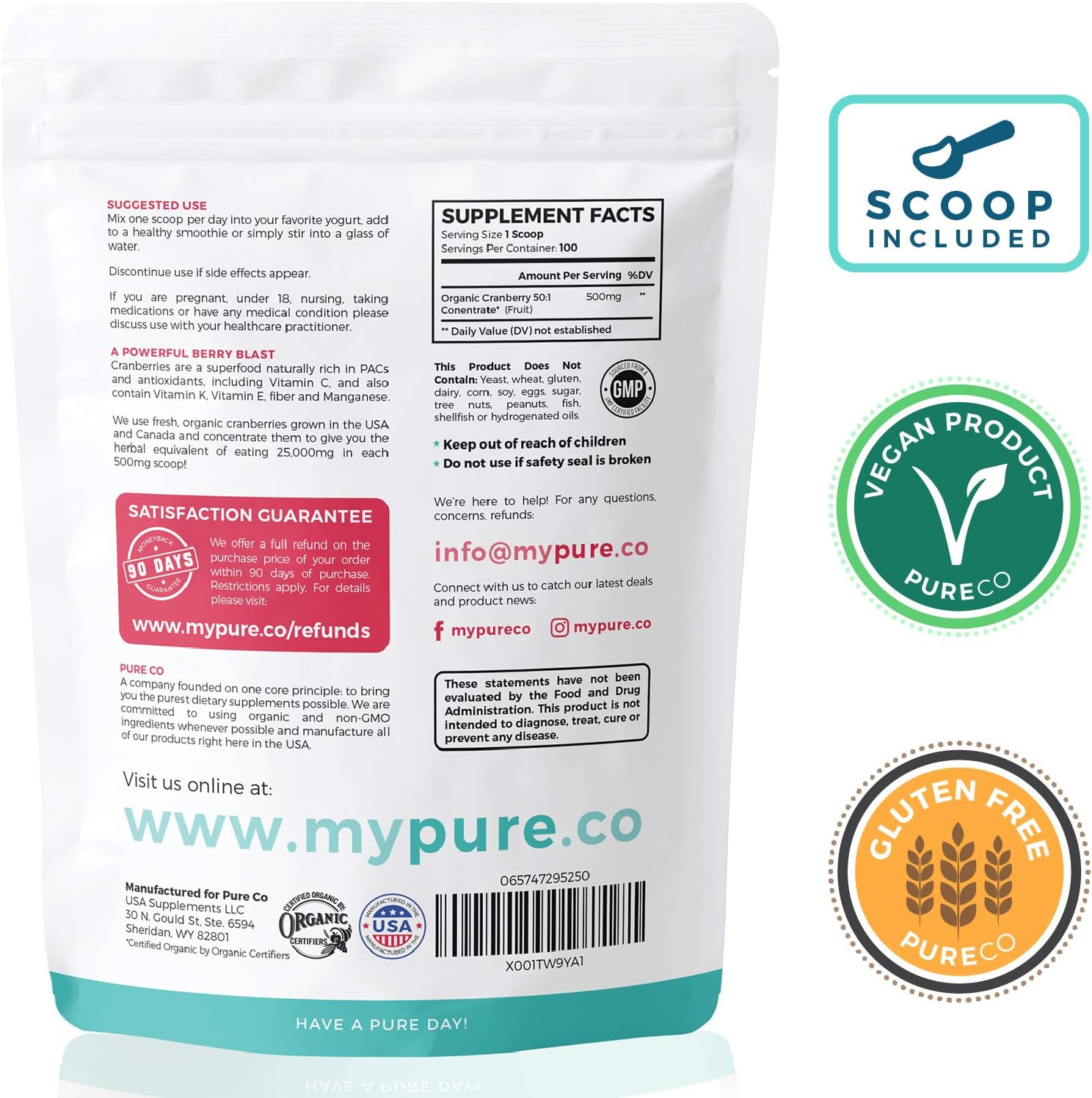 Organic Turmeric & Cranberry Bundle - 3 Month Supply (120 Capsules Turmeric Curcumin with Black Pepper & Ginger + 100 Scoops Cranberry Concentrate Powder Extract)