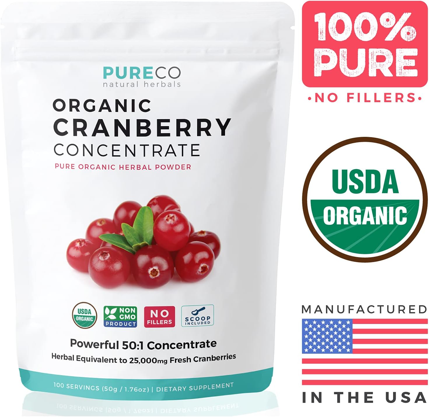 Organic Turmeric & Cranberry Bundle - 3 Month Supply (120 Capsules Turmeric Curcumin with Black Pepper & Ginger + 100 Scoops Cranberry Concentrate Powder Extract)