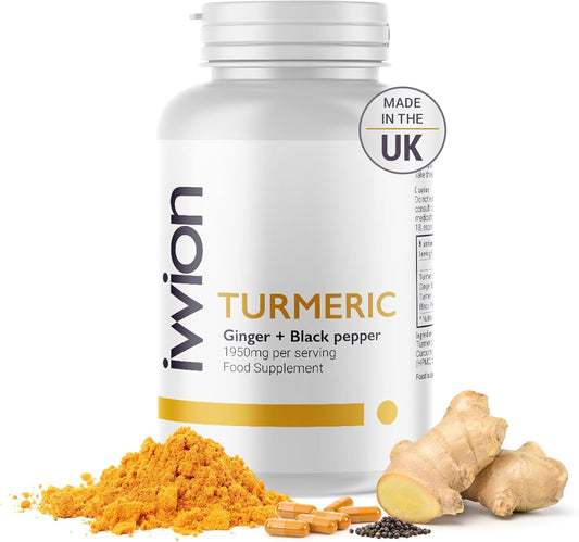 Organic Turmeric Curcumin 1950mg with Black Pepper and Ginger - 95% Standardized Curcuminoids - Skin & Joint Support - Halal, Kosher - 120 Capsules