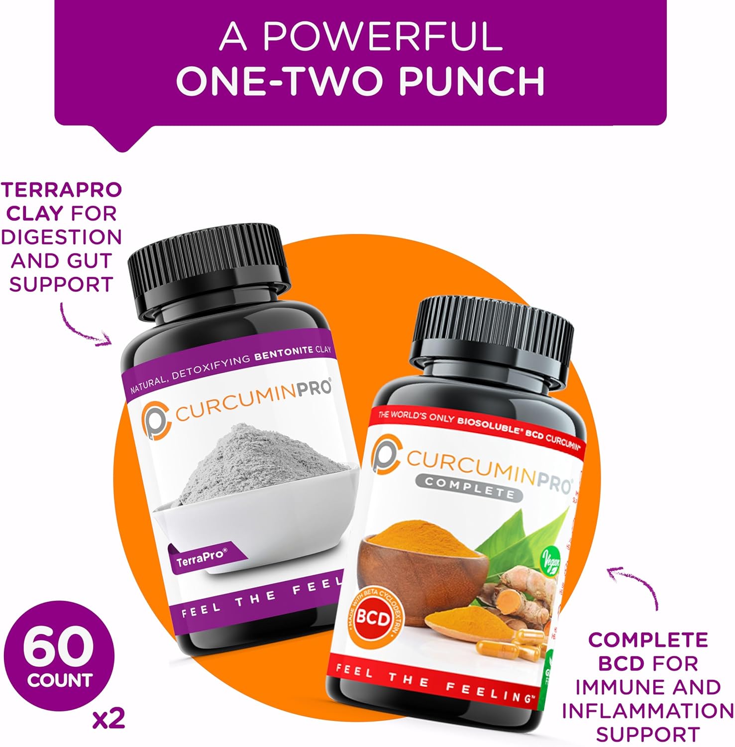 Organic Turmeric Curcumin Bundle for Gut Health & Immune Support | BioSoluble Capsules | 1 Month Supply