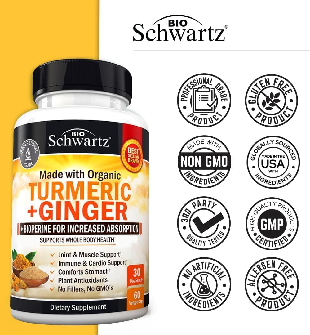 Organic Turmeric Curcumin, Ginger, and Probiotic Bundle - 1 Month Supply - BioSchwartz