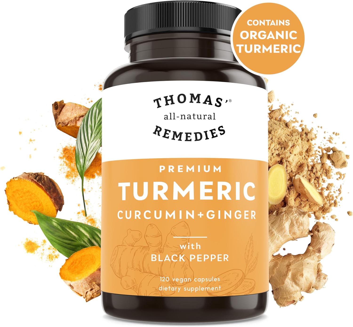 Organic Turmeric Curcumin & Ginger Supplement with Black Pepper - Joint Support - 95% Curcumin - Vegan - 120ct - BoostGo Australia