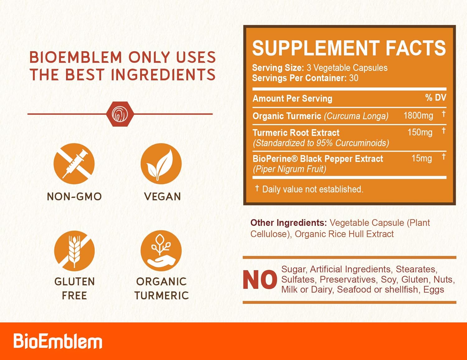Organic Turmeric Curcumin Supplement with BioPerine for Joint & Heart Health | 95% Curcuminoids Extract | Non-GMO, California Made | 90-Day Supply
