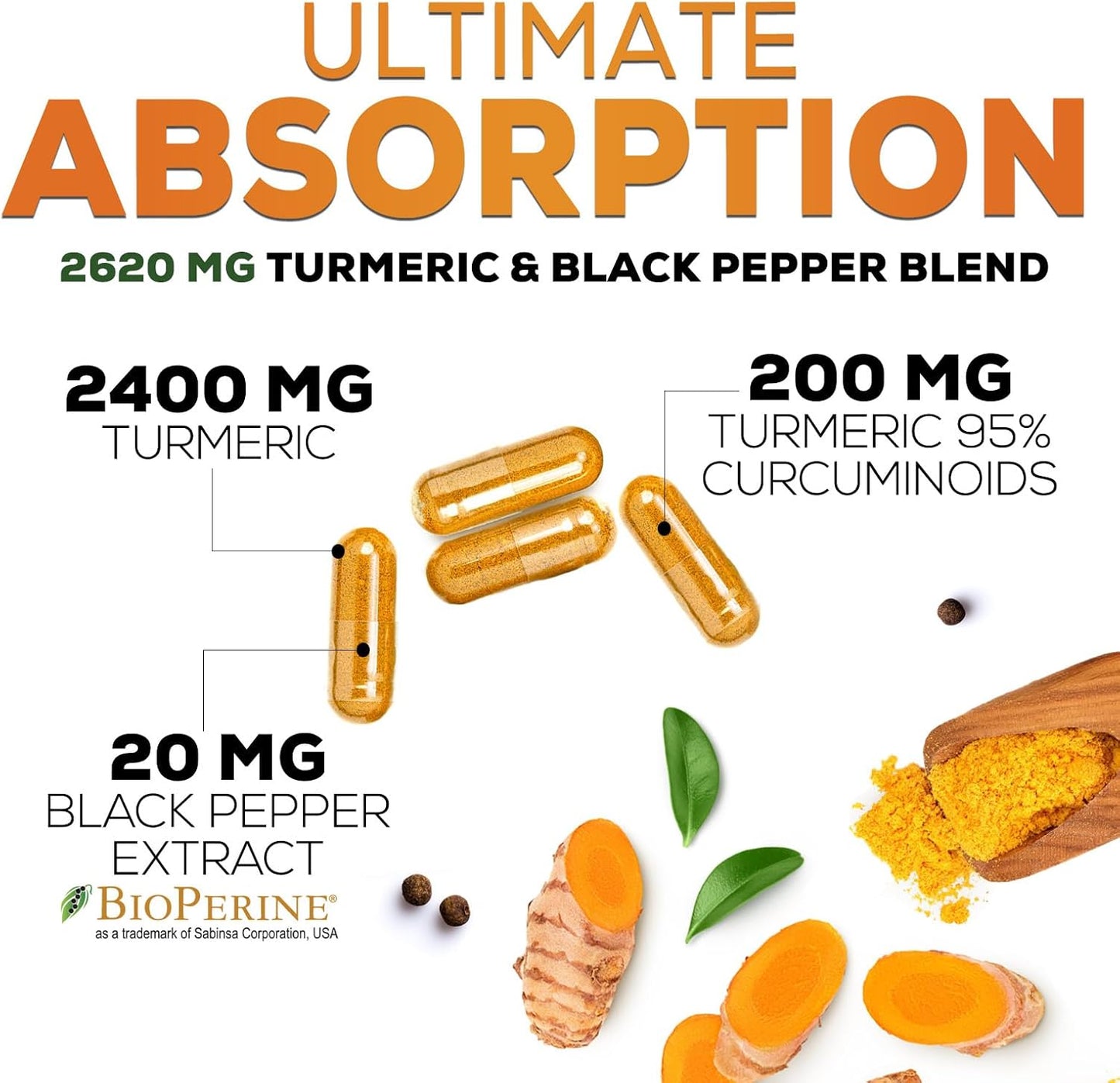 Organic Turmeric Curcumin Supplement with BioPerine for Joint Support - 2600mg Capsules - USA Bottled - Non-GMO Vegan Formula with Black Pepper - BoostGo Australia