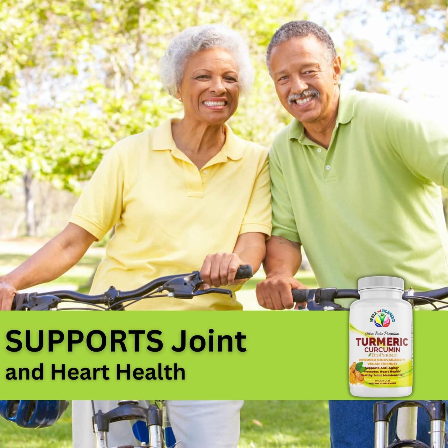Organic Turmeric Curcumin Supplement with BioPerine - 60 Capsules - Vegan Friendly - Enhanced Absorption for Daily Joint and Heart Support