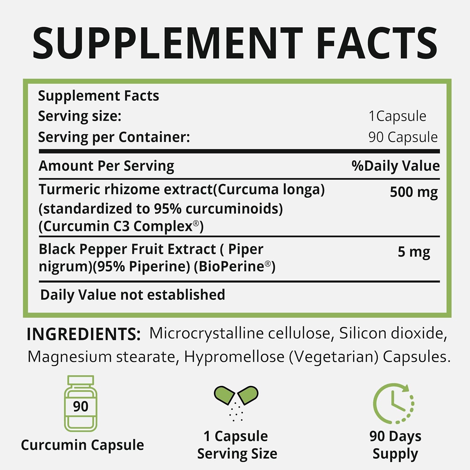 Organic Turmeric Curcumin with Black Pepper & Bioperine - 90 Capsules - Vitamins for Men and Women - Turmeric Supplement