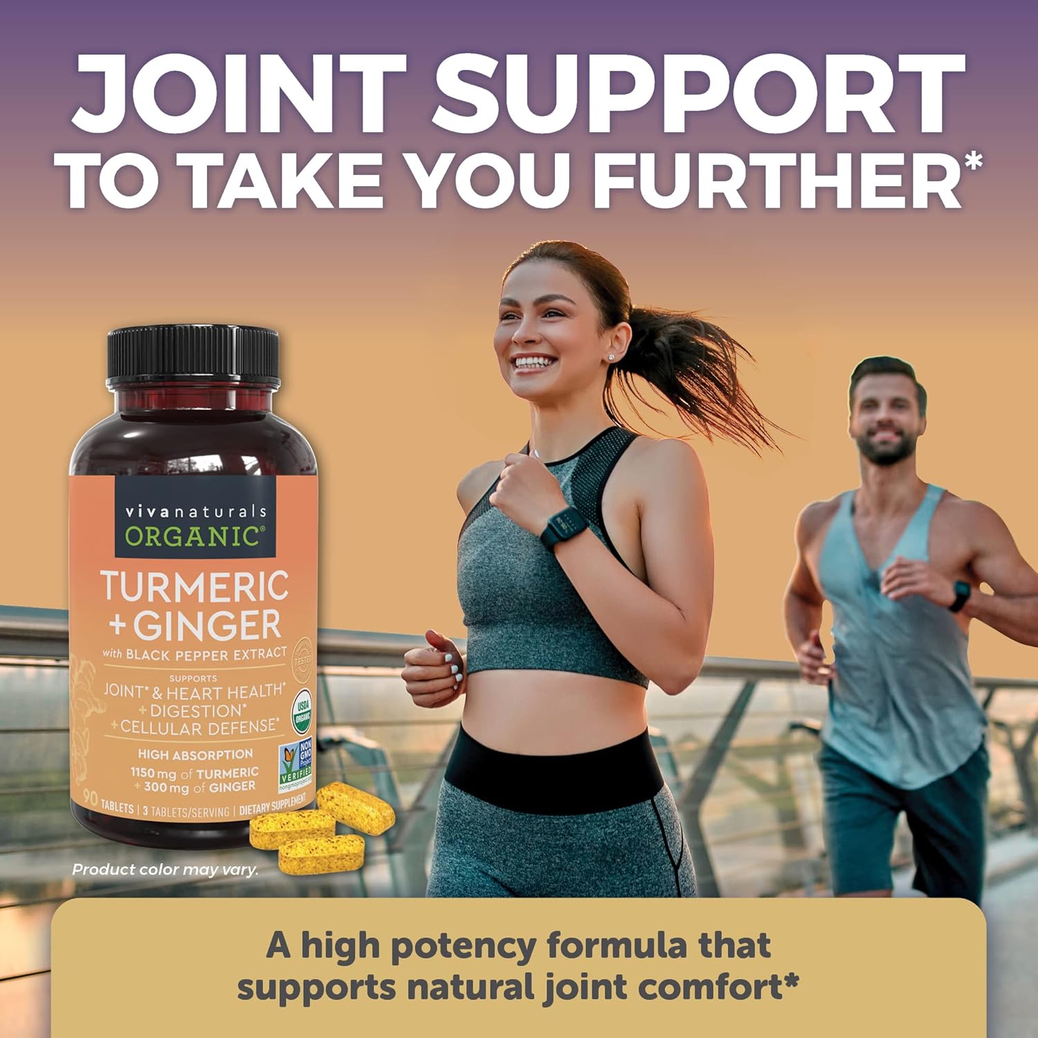 Organic Turmeric Curcumin with Black Pepper, Ginger, Elderberry & Essential Vitamins for Joint, Immune, Heart & Digestive Support