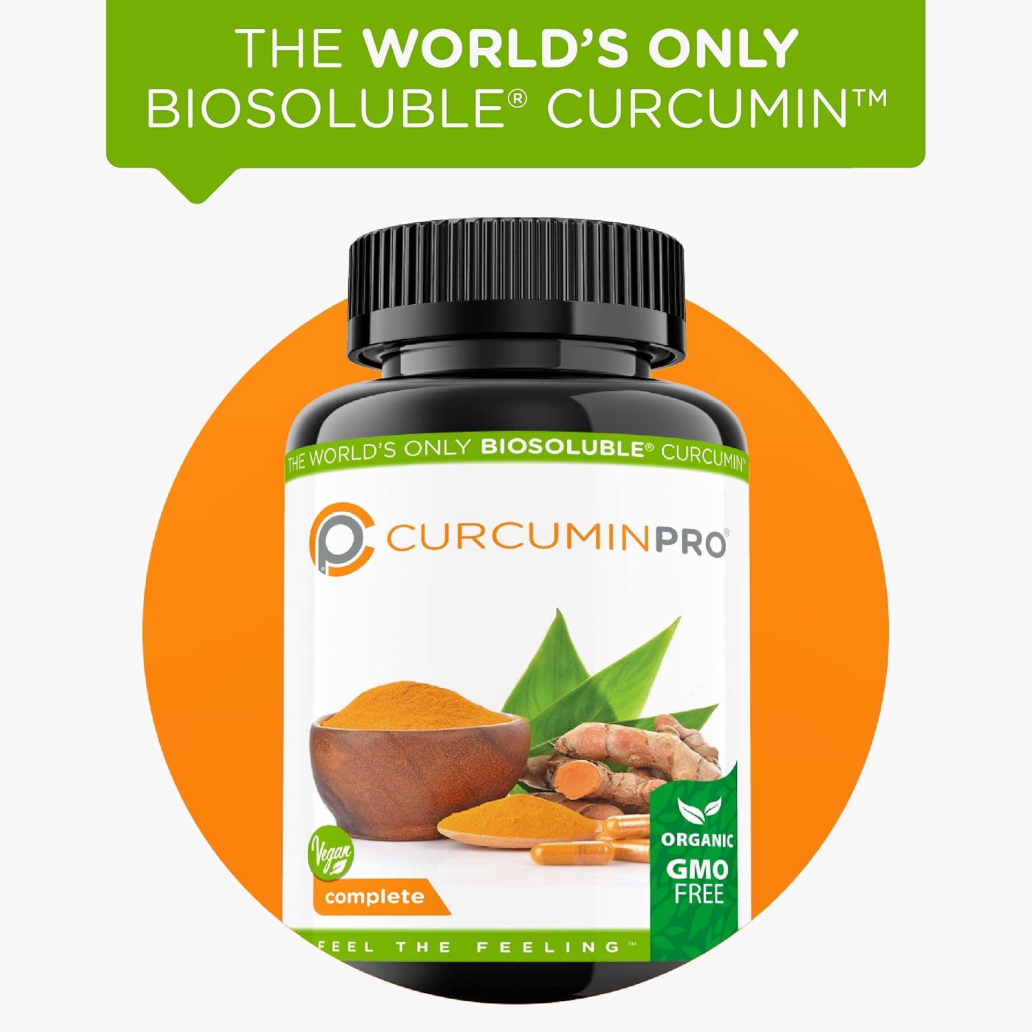 Organic Turmeric CurcuminPro Capsules for Joint & Muscle Support with BioSoluble Brown Rice Protein | Vegan | 60 Count