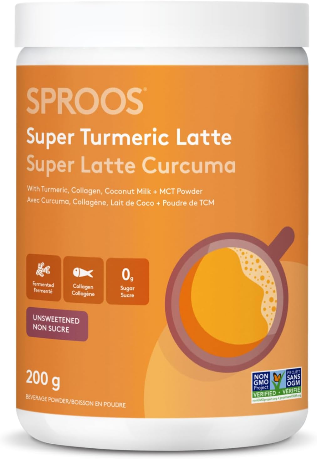 Organic Turmeric Latte with Marine Collagen & MCT Powder | Unsweetened, Dairy-Free, Keto-Friendly | 200g Tub