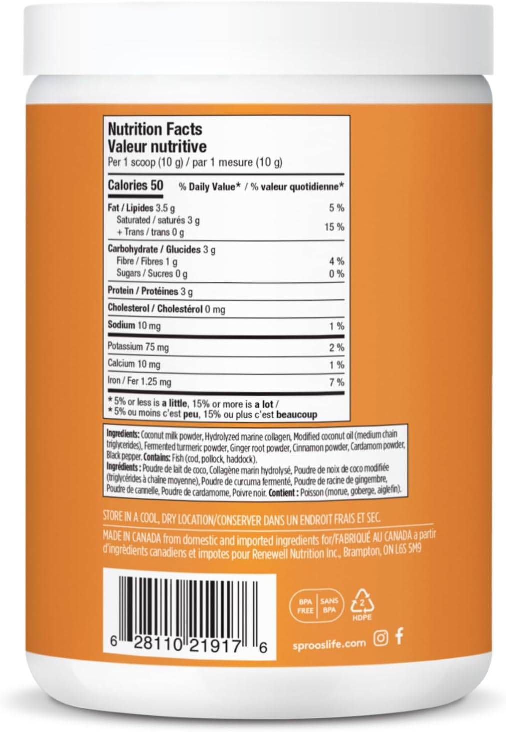 Organic Turmeric Latte with Marine Collagen & MCT Powder | Unsweetened, Dairy-Free, Keto-Friendly | 200g Tub