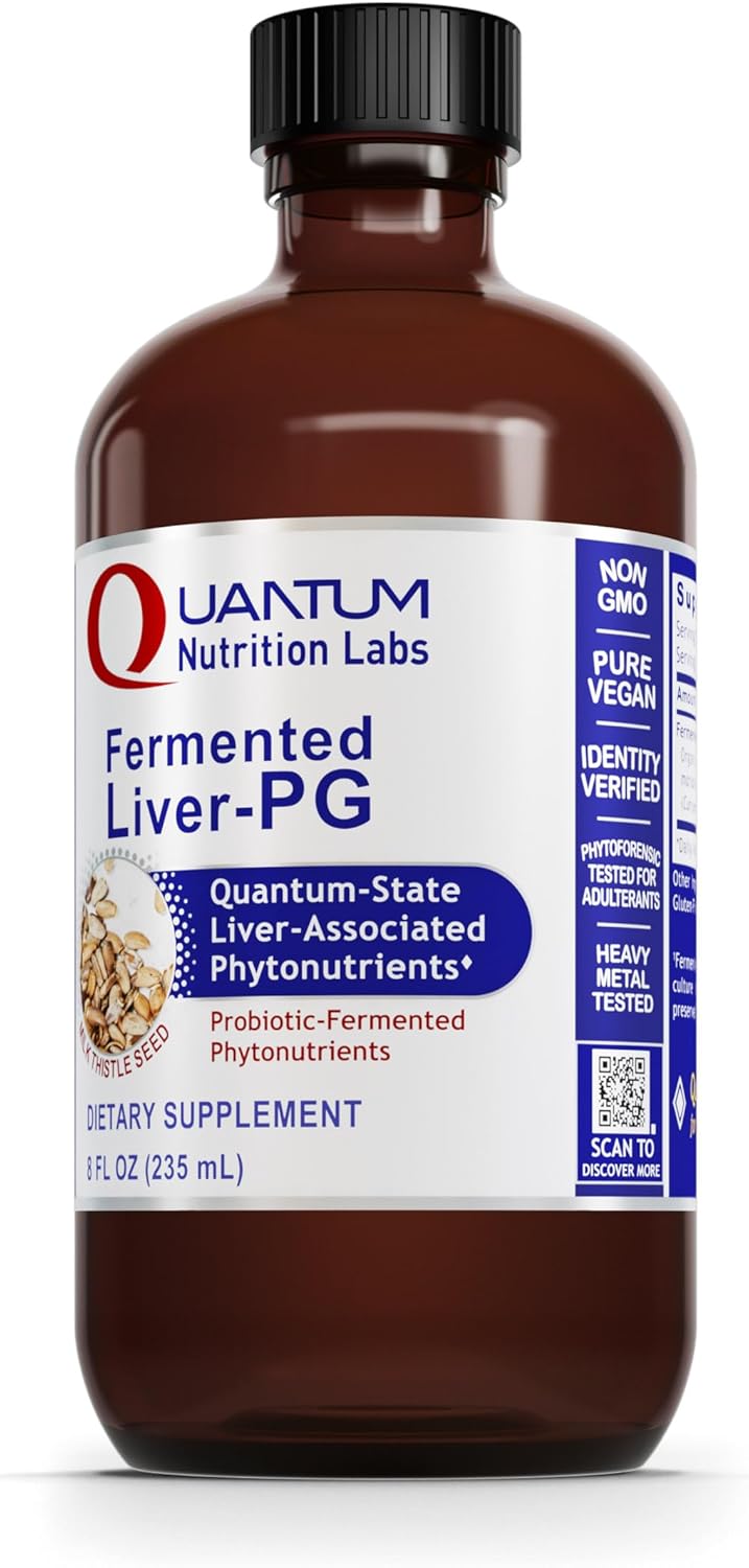 Organic Turmeric & Milk Thistle Liver Support Supplement - Vegan Fermented Liver-PG Aid - Quantum Nutrition QNL - 8 fl oz Bottle for Women & Men