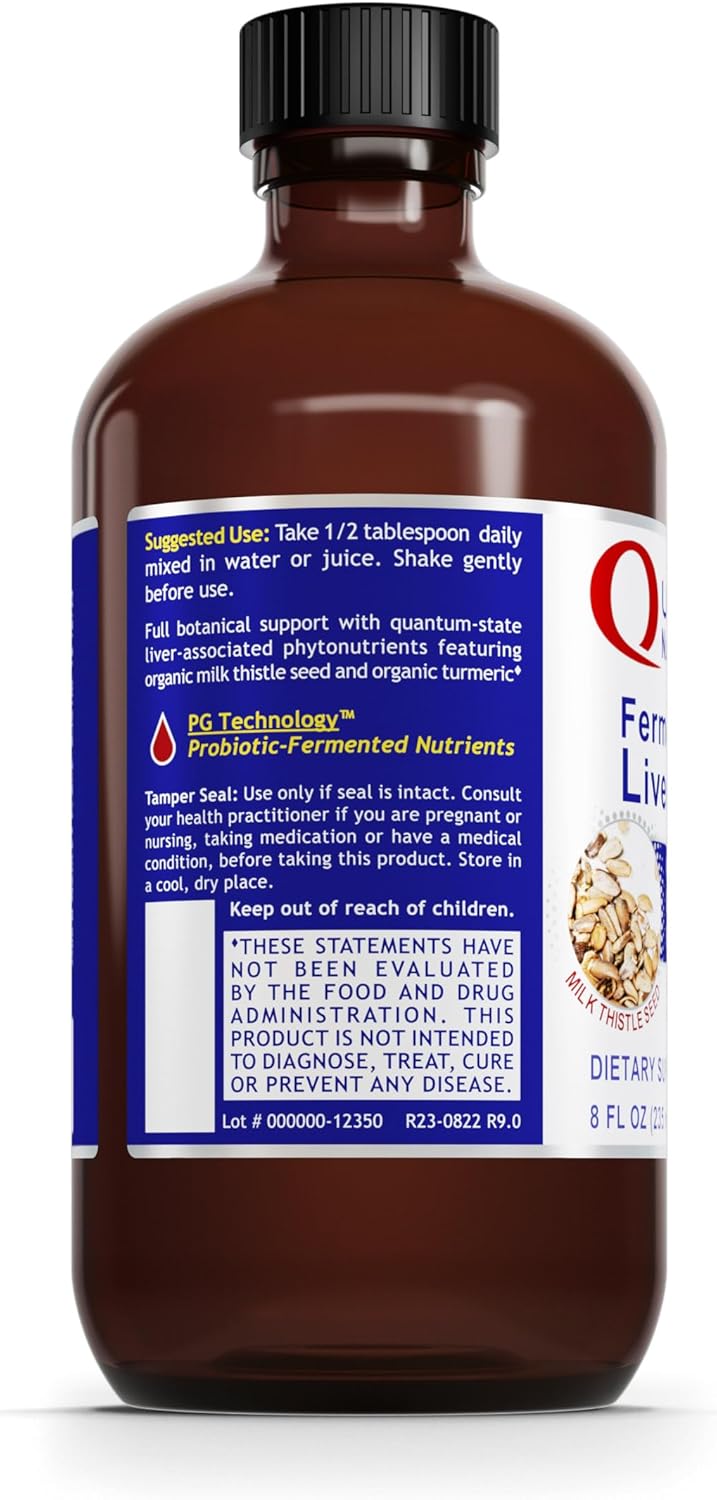 Organic Turmeric & Milk Thistle Liver Support Supplement - Vegan Fermented Liver-PG Aid - Quantum Nutrition QNL - 8 fl oz Bottle for Women & Men