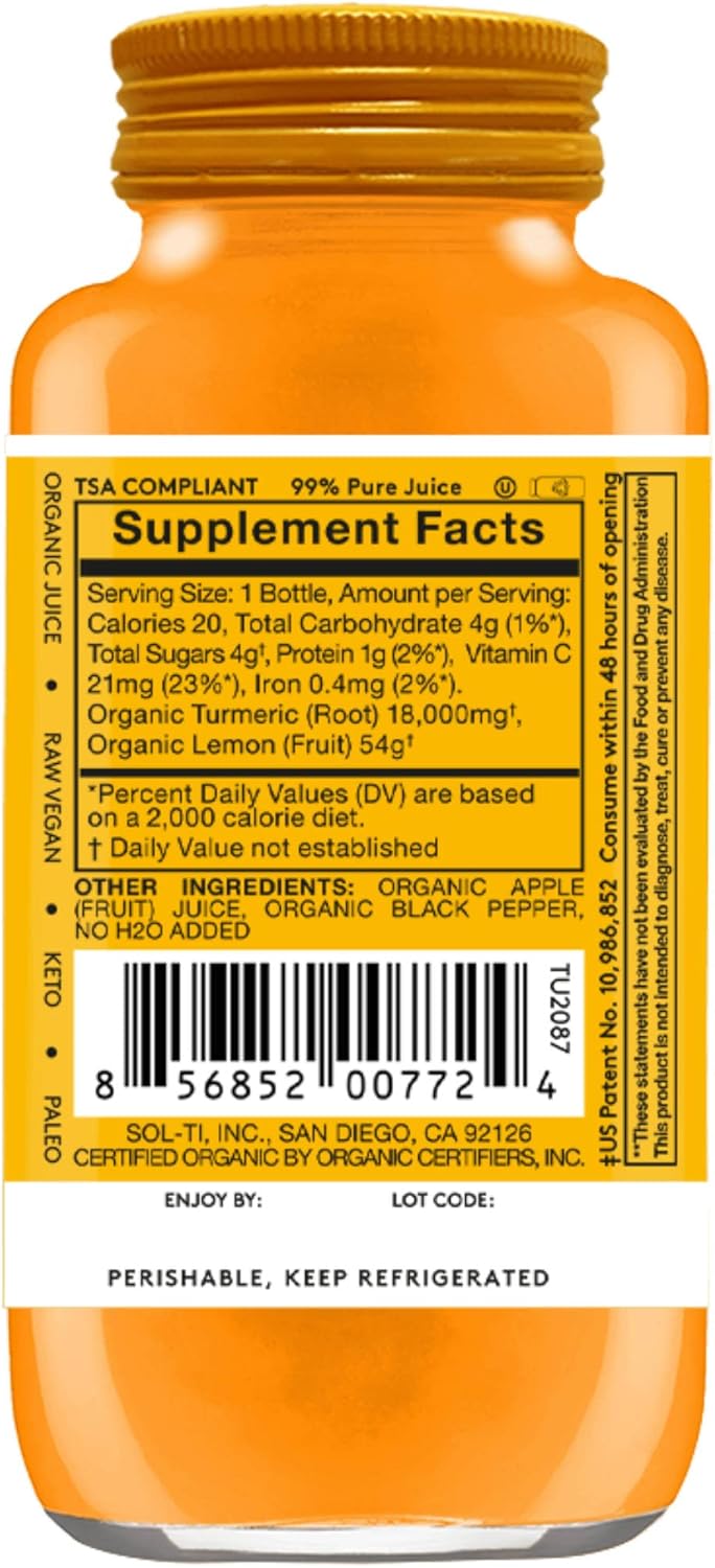 Organic Turmeric Supershot by Sol-ti - 2.1 Fluid Ounces