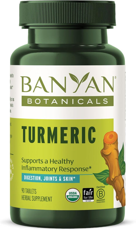 Organic Turmeric Tablets for Healthy Skin, Joints & Overall Health - 90 Tablets - Non-GMO Vegan Supplement