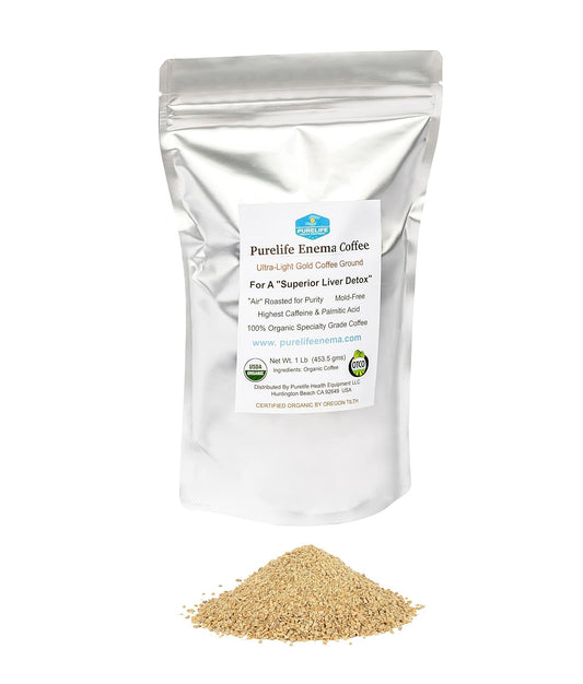 Organic Ultra Light Gold Air Roast Enema Coffee - 1 Lb - Third Party Lab Tested - Contaminant Free - Gerson Approved Liver Detox - Specialty Grade Pre-Ground