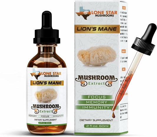 Organic USA-Grown Lions Mane Dual Liquid Extract | Highly Concentrated Fruiting Bodies | Boost Memory, Focus, Immunity | No Fillers