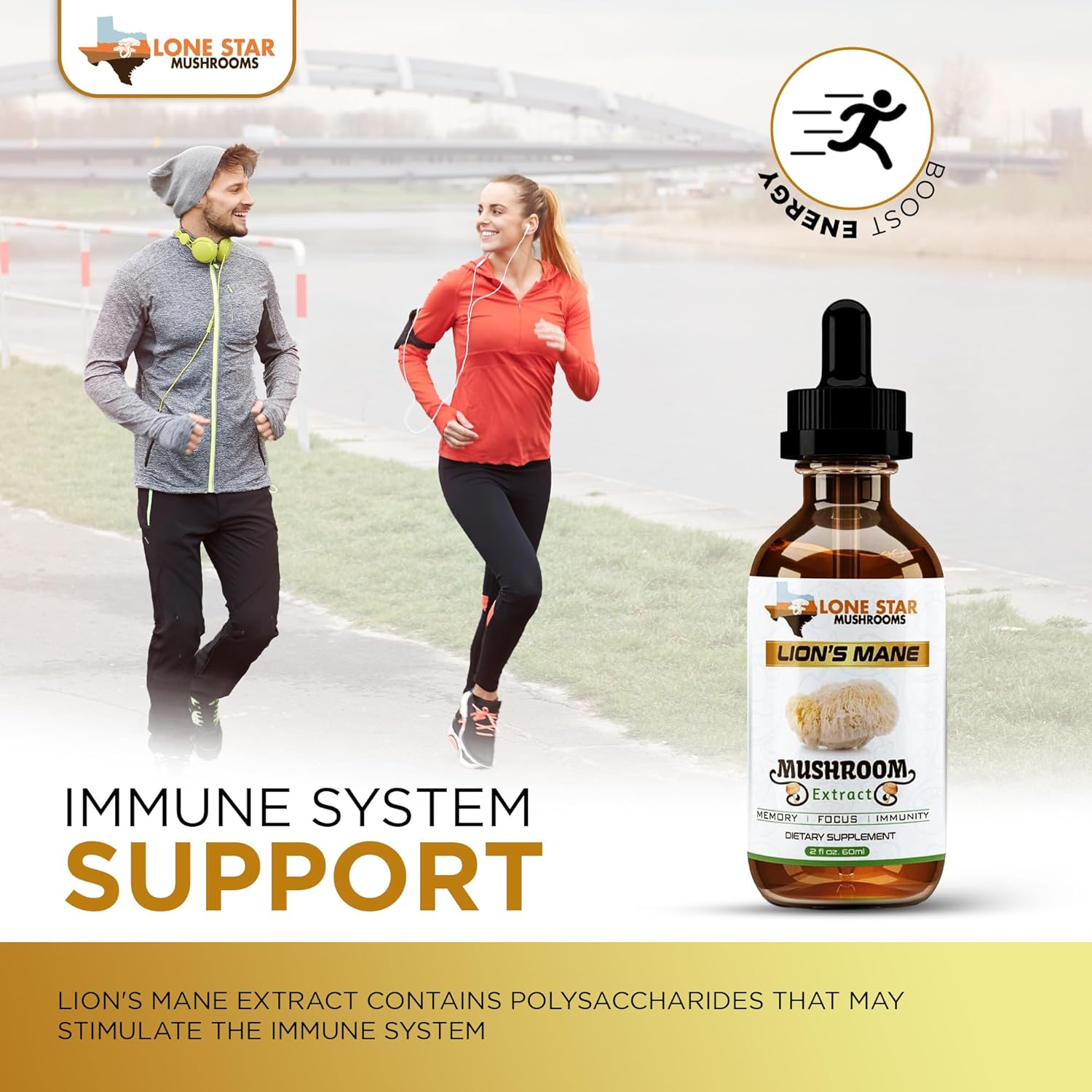 Organic USA-Grown Lions Mane Dual Liquid Extract | Highly Concentrated Fruiting Bodies | Boost Memory, Focus, Immunity | No Fillers