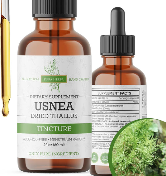 Organic Usnea Liquid Drops for Immune Support and Respiratory Health - Vegan, Alcohol-Free, 2 Fl Oz - Made in USA
