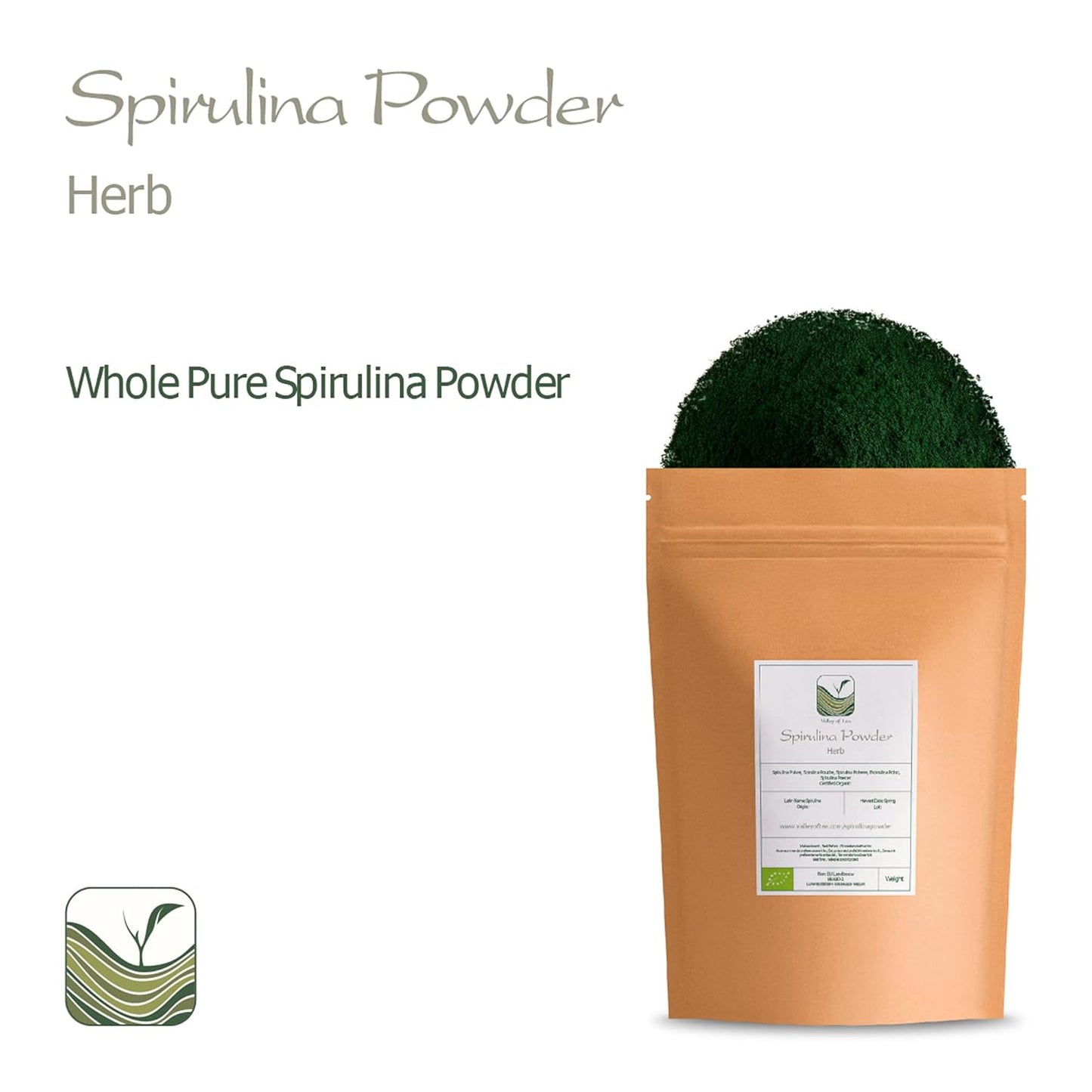 Organic Valley of Tea Spirulina Powder - Pure Algae Supplement for Energy and Immunity Boost