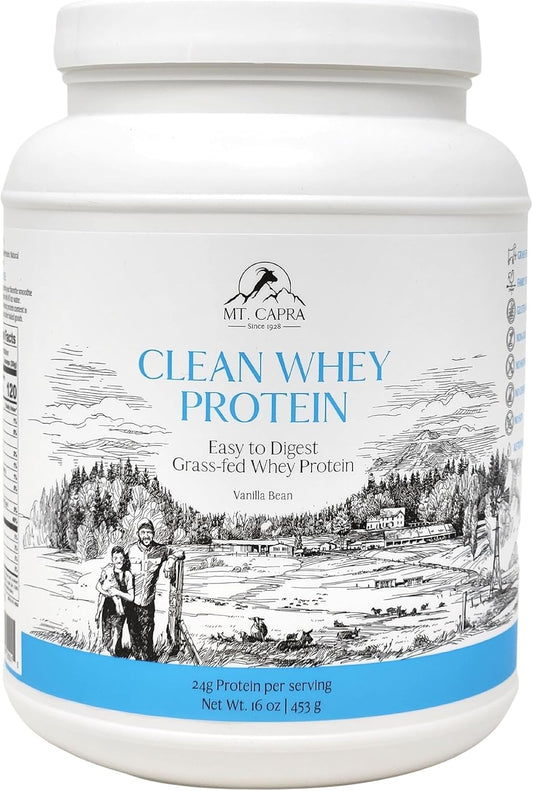 Organic Vanilla Bean Goat Whey Protein Powder | Grass-Fed, Non-GMO, High Protein | 24g Per Serving | All Natural, Rich in Amino Acids | 15 Servings - 16 oz