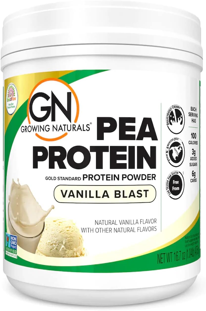 Organic Vanilla Blast Pea Protein Powder - Vegan, Plant-Based, BCAA, Low-Carb, Low-Sugar - 1lb Pack