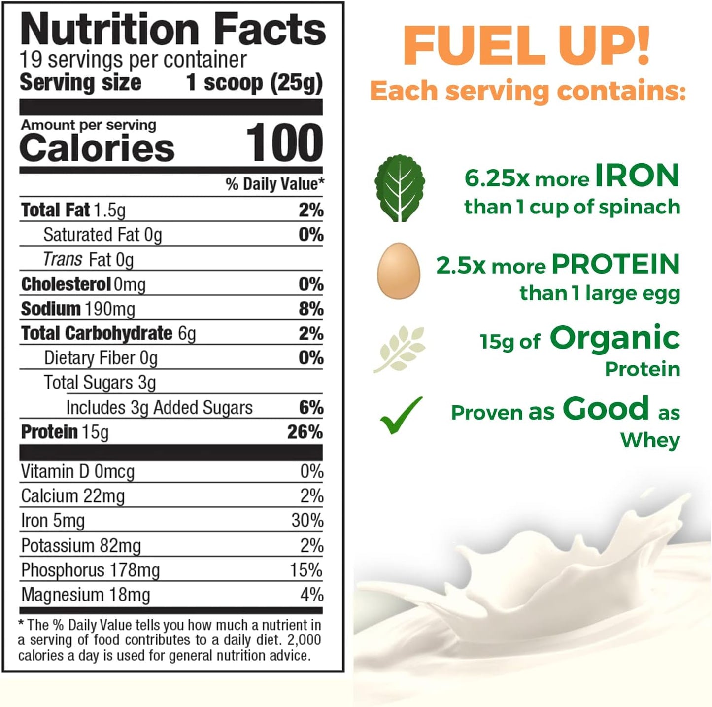 Organic Vanilla Blast Pea Protein Powder - Vegan, Plant-Based, BCAA, Low-Carb, Low-Sugar - 1lb Pack