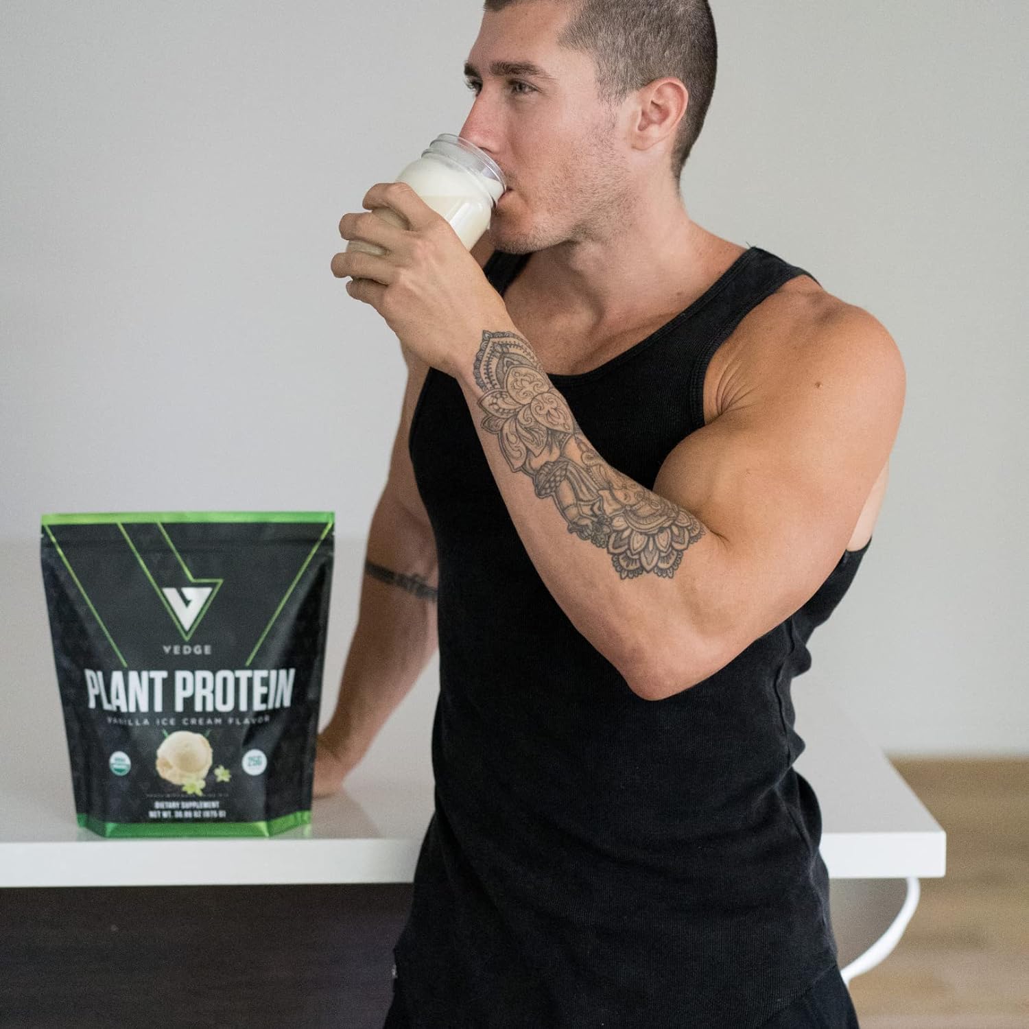 Organic Vanilla Ice Cream Plant Protein Powder - Vegan, Gluten Free, Non Dairy - USDA Certified Organic (20 Servings)
