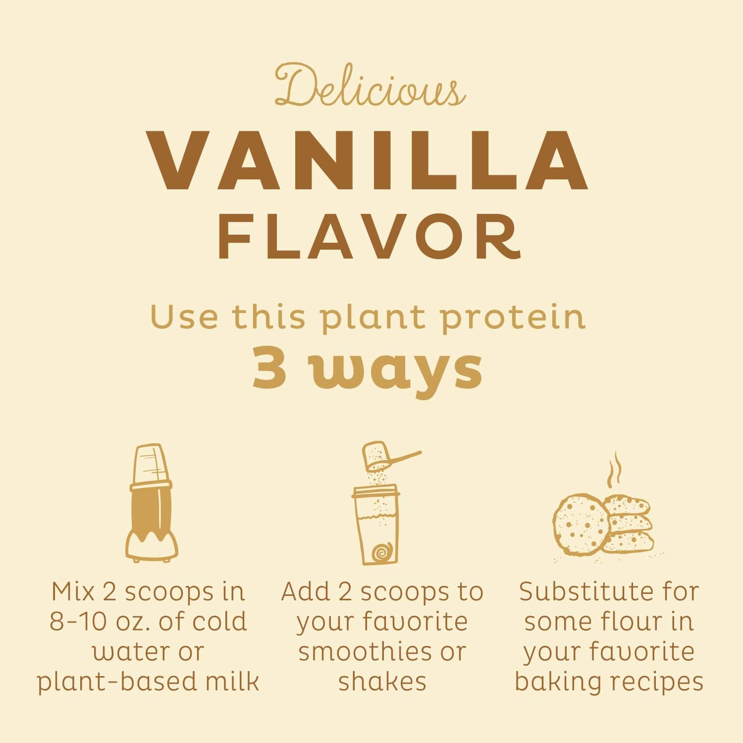 Organic Vanilla Plant Based Protein Powder - Low Carb Vegan Superfood with Vitamins & Minerals - Keto Friendly, Dairy & Soy Free - 10 Servings