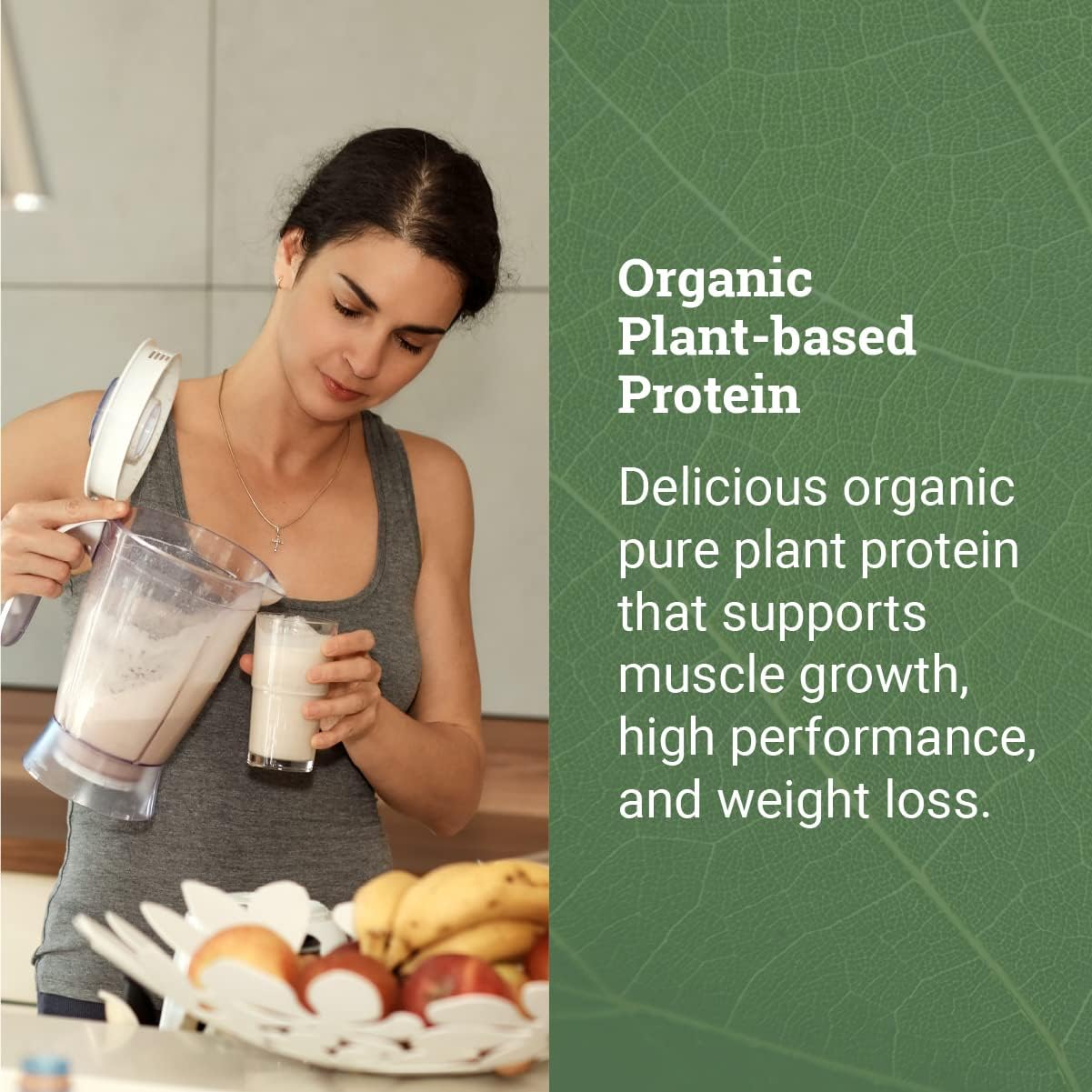 Organic Vanilla Plant Protein Powder for Men and Women - Vegan, Gluten-Free, Plant-Based Protein Shakes - 18g - 21.5 Oz