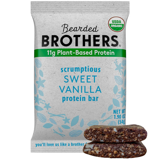 Organic Vanilla Protein Bars, 10 Pack - Plant Based, Gluten Free, Vegan & Non-GMO - Healthy Snacks with 11g Protein & Fiber