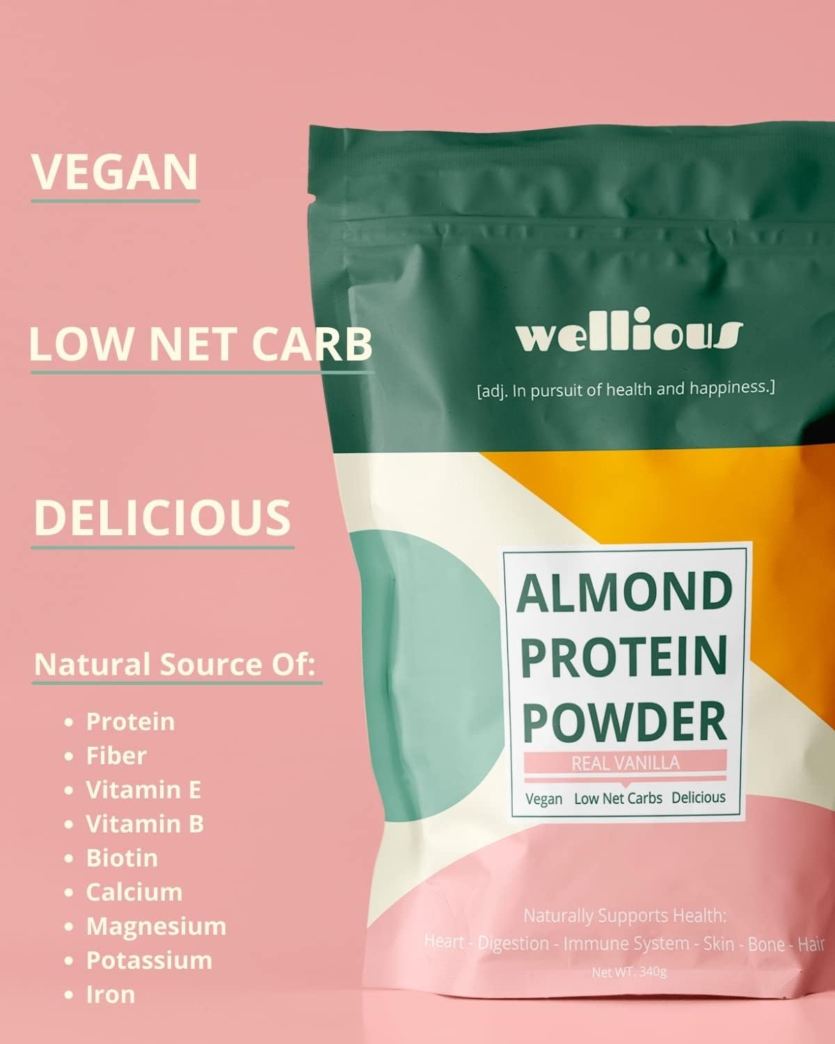 Organic Vanilla Vegan Protein Powder - Clean Plant-Based Protein for Gut Health, High Fiber, Keto-Friendly, Sodium-Free, Lactose-Free