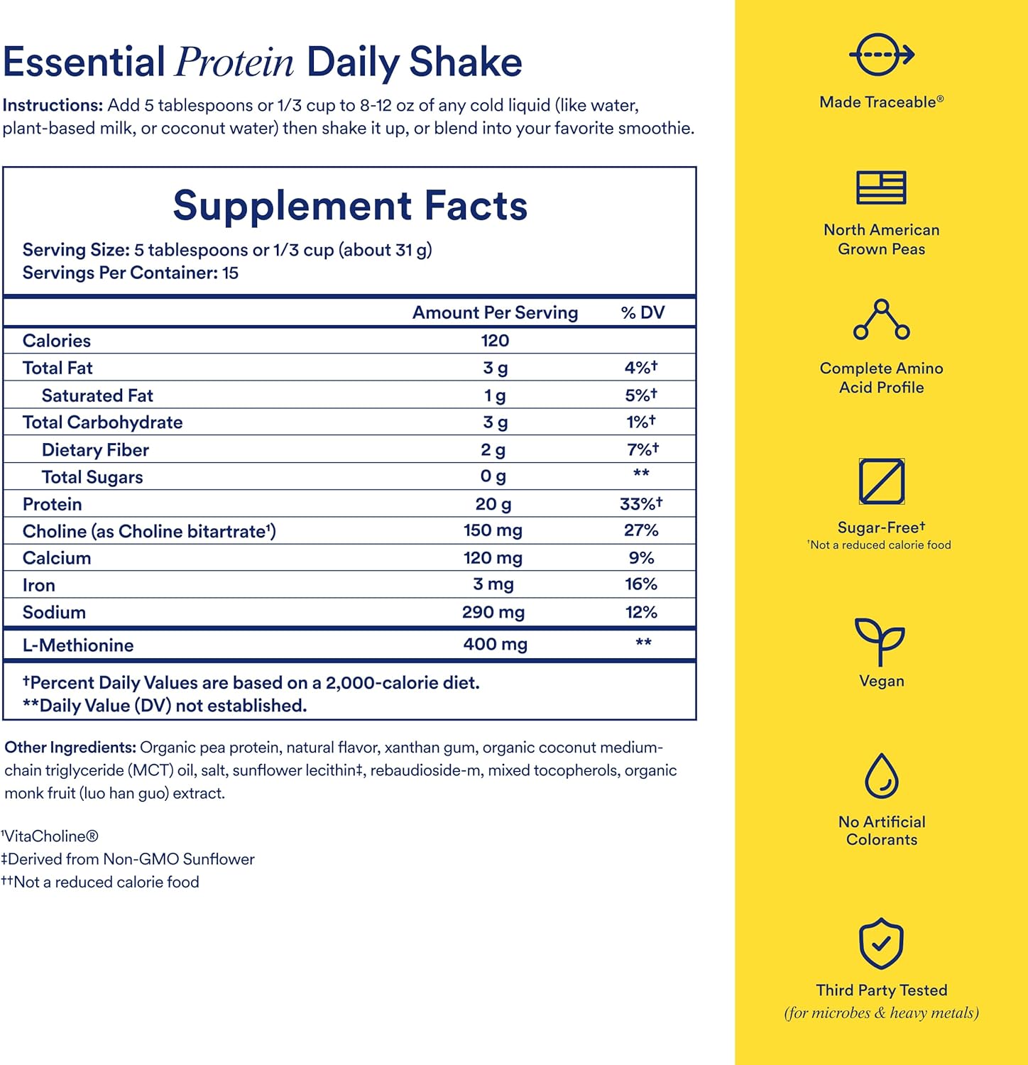 Organic Vanilla Vegan Protein Powder with BCAA: 20g Plant-Based Protein from Regenerative US Farms, Complete Amino Acid Profile, Gluten/Sugar/Dairy Free - 1 Lbs