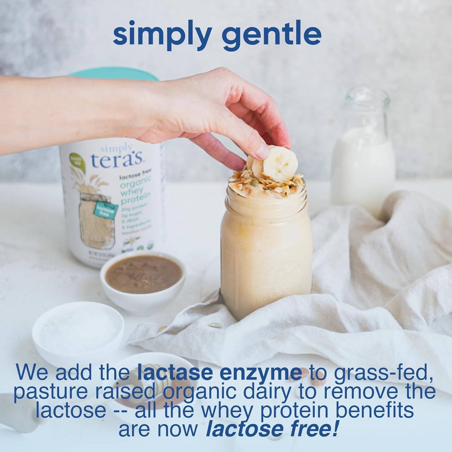 Organic Vanilla Whey Protein Powder - Lactose-Free, Non-GMO, Gluten-Free, Kosher - 20g Protein Per Serving - 12 Oz
