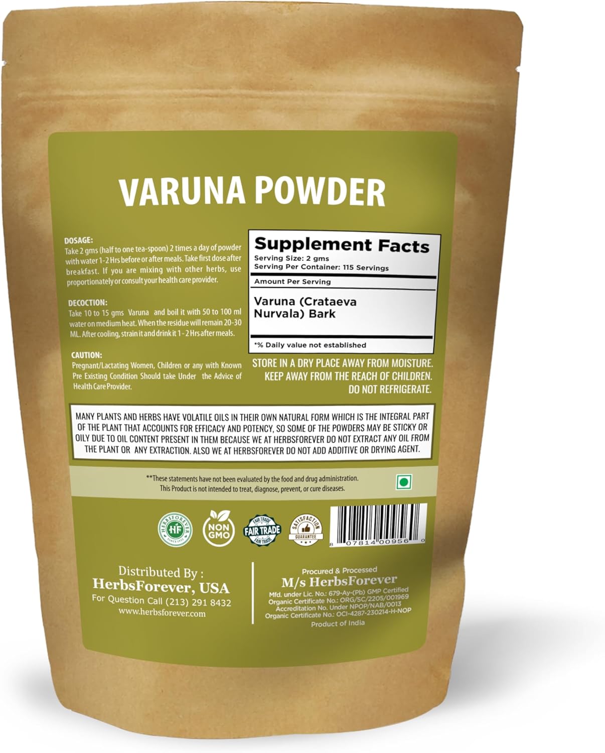 Organic Varuna Crataeva Nurvala Powder 230g - Non-GMO, Vegan Extract for Bladder & Kidney Support, Natural Balance & Wellness