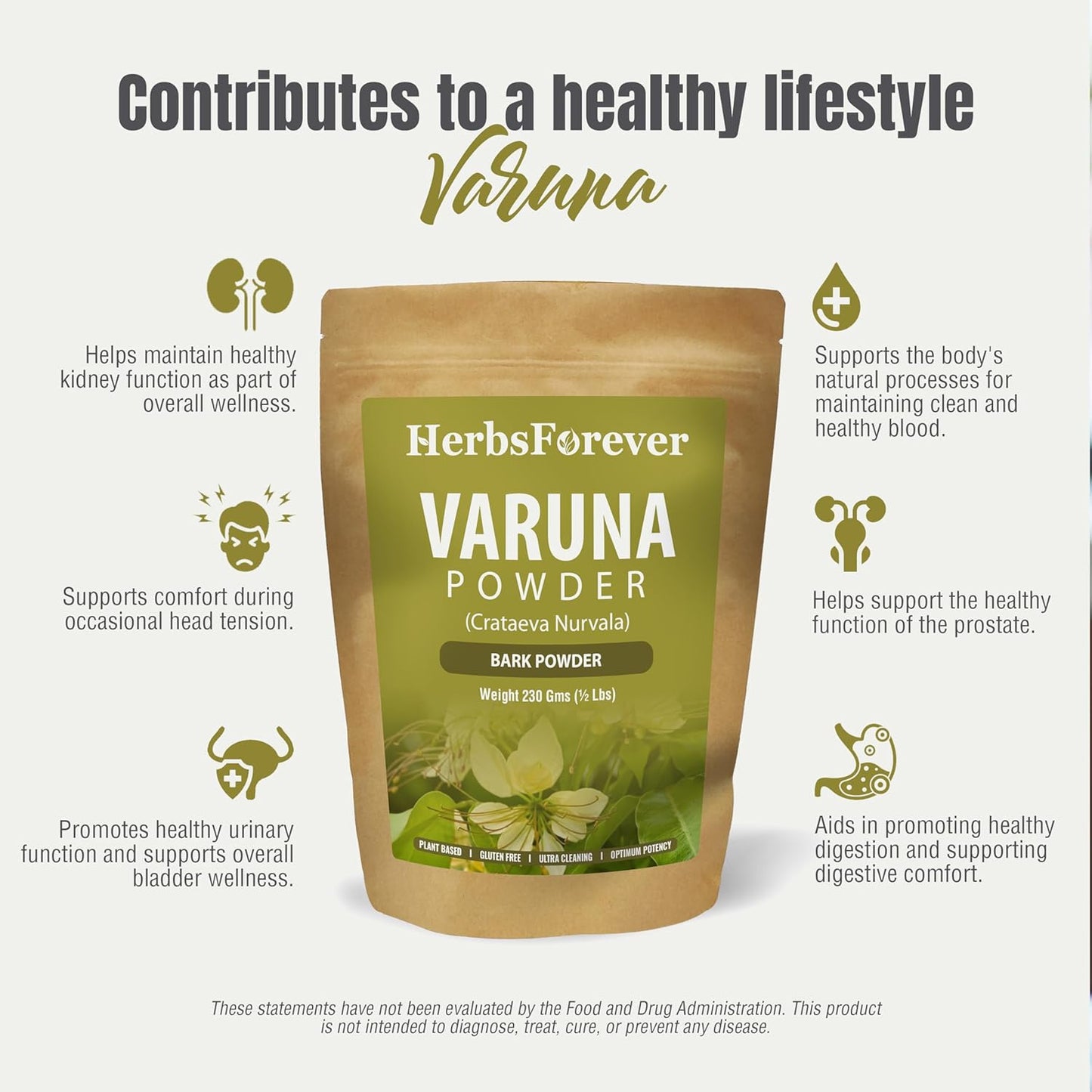 Organic Varuna Crataeva Nurvala Powder 230g - Non-GMO, Vegan Extract for Bladder & Kidney Support, Natural Balance & Wellness