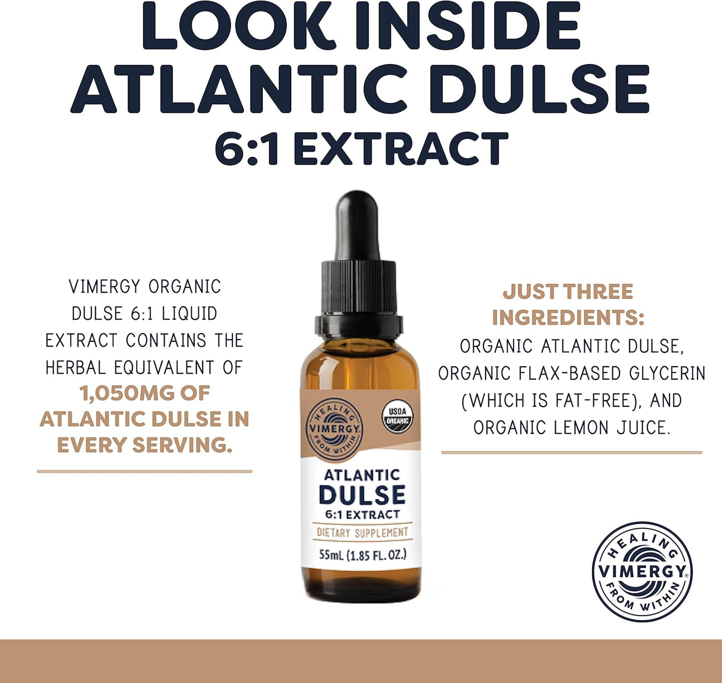Organic Vegan Atlantic Dulse Liquid Antioxidant Support with Free Radical Protection - 55 Servings