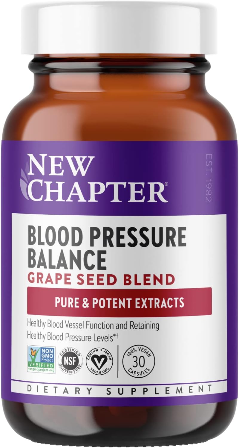 Organic Vegan Blood Pressure Supplement with Grapeseed & Black Currant - Non-GMO, 30 Count