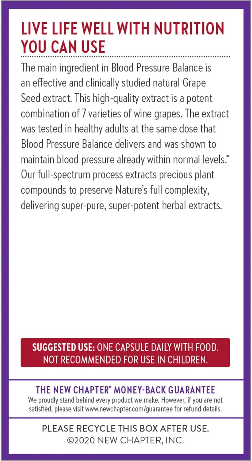 Organic Vegan Blood Pressure Supplement with Grapeseed & Black Currant - Non-GMO, 30 Count