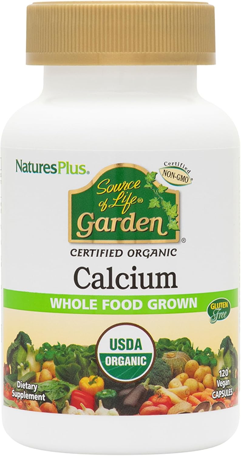 Organic Vegan Calcium Supplement - Pack of 2, 120 Capsules - Vegetarian & Gluten Free - Natures Plus Source of Life Garden