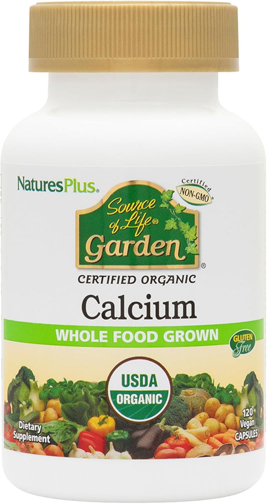 Organic Vegan Calcium Supplement - Pack of 2, 120 Capsules - Vegetarian & Gluten Free - Natures Plus Source of Life Garden
