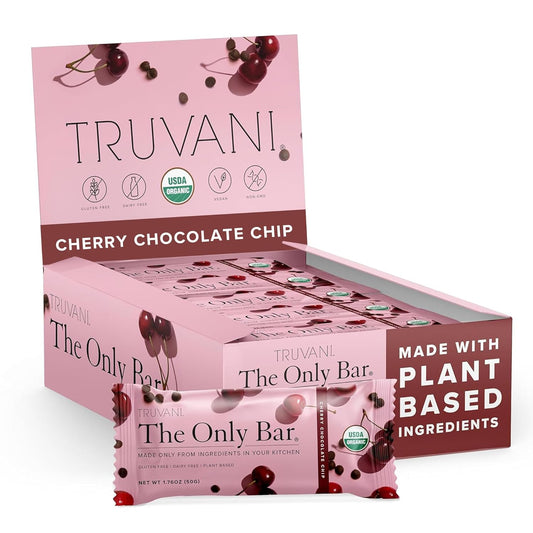 Organic Vegan Cherry Chocolate Chip Snack Bars | 12 Pack | 5g Protein | Dairy, Soy, Gluten Free