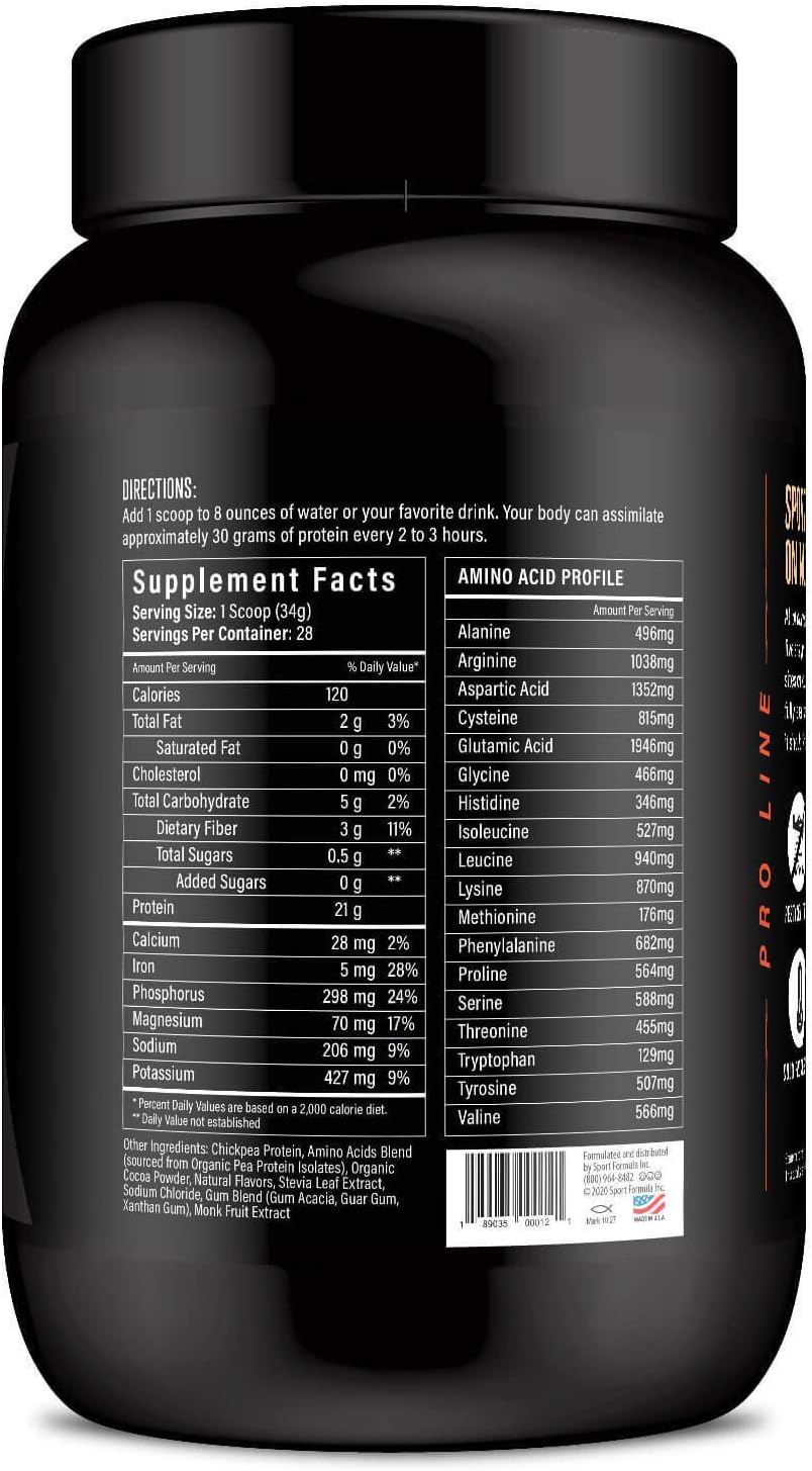 Organic Vegan Chickpea Protein Powder with Essential Amino Acids - Chocolate Flavor, 21g Protein, Low Net Carbs