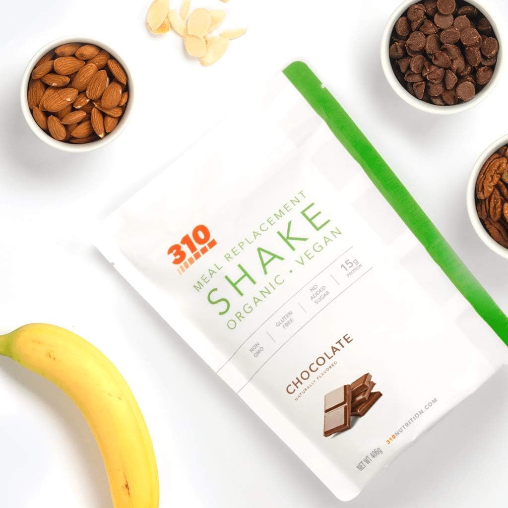 Organic Vegan Chocolate Plant Powder Meal Replacement Shake - Keto & Paleo Friendly - Gluten, Dairy, Soy Free - 0g Sugar - 14 Servings