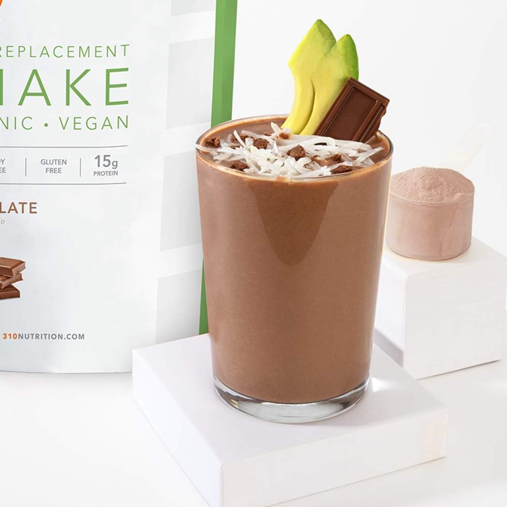 Organic Vegan Chocolate Plant Powder Meal Replacement Shake - Keto & Paleo Friendly - Gluten, Dairy, Soy Free - 0g Sugar - 14 Servings