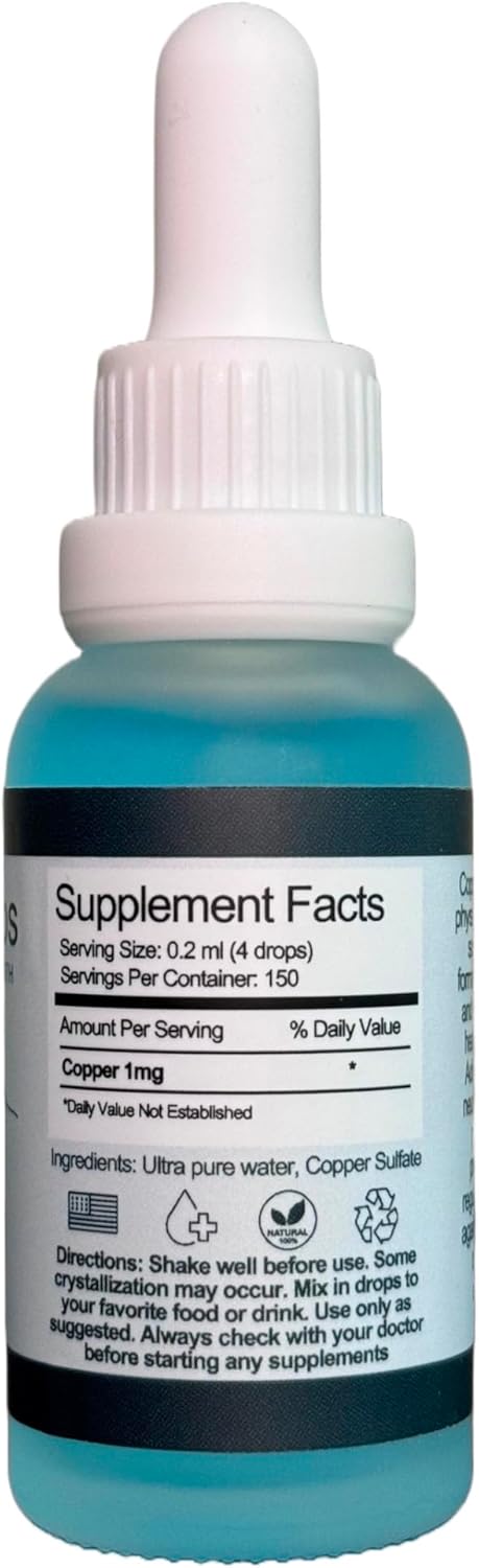 Organic Vegan Copper Supplement Tincture for Health by Rainier Labs